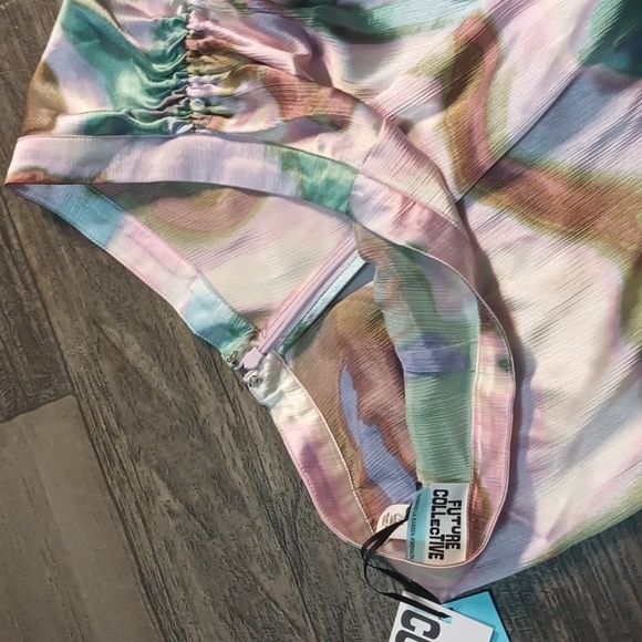 Future Collective Marbled Silk Curved Hem Midi Skirt - Picture 12 of 16